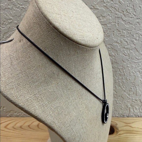 Brighton Black Cord Necklace with Silver Circle Pendant - Picture 3 of 5